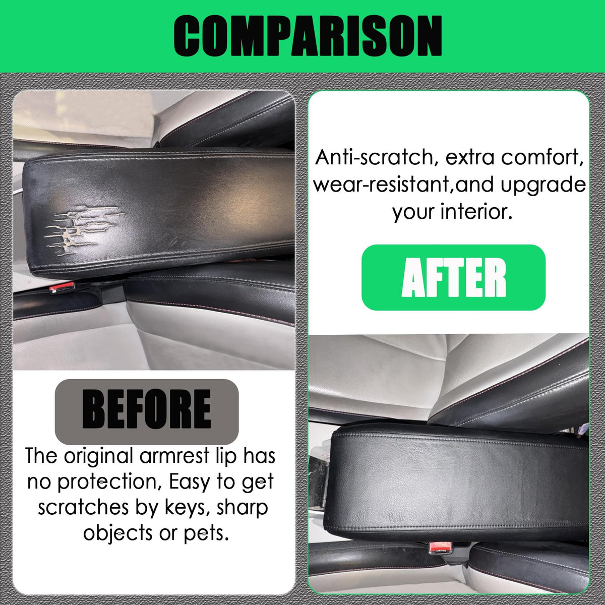 ANMOSVO close-up leather grain and stitching conveying durable finish
