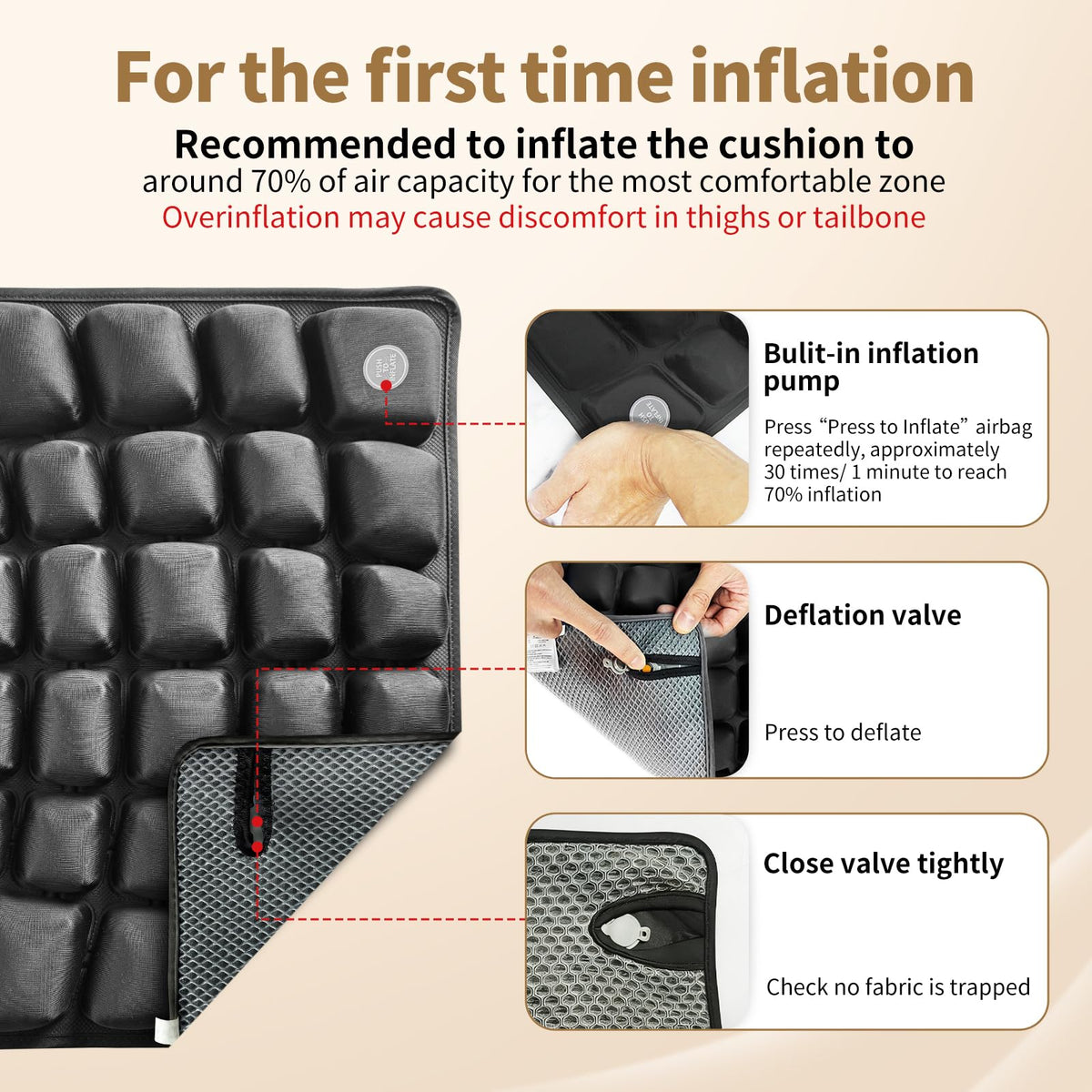 ANMSVI cushion on a car seat demonstrating ergonomic support while driving