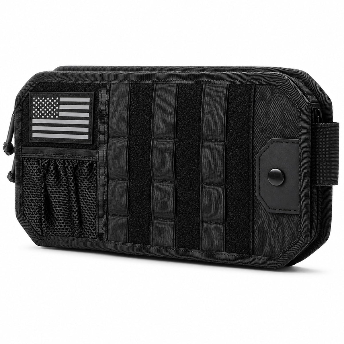ANMUXI front view of visor organizer showing pouch and straps for easy access