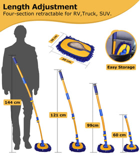 anngrowy extended pole reaching SUV roof for safer overhead washing without ladders