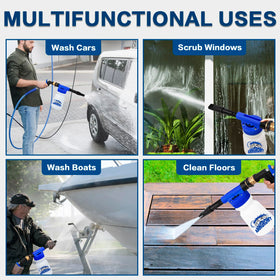 anngrowy foam gun spraying rich suds on car showing faster, safer cleaning