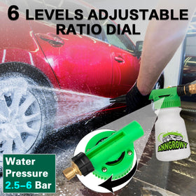 anngrowy spraying thick foam onto vehicle, demonstrating safe gentle cleaning
