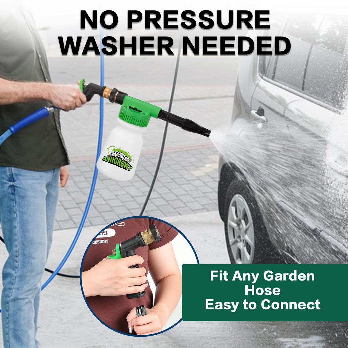 anngrowy hose quick connector attached to garden hose, ensures leak-free seal