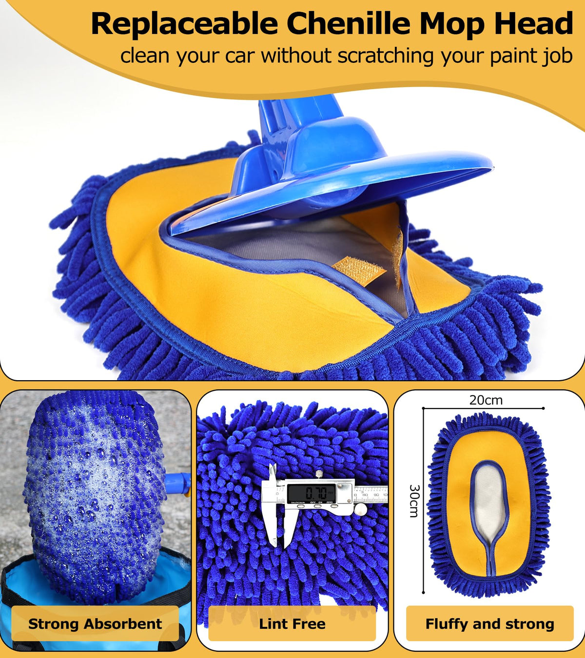 anngrowy two replacement microfiber heads demonstrating wet and dry versatility