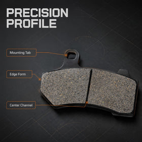 Anoety front pad installed on Harley caliper demonstrating secure fit