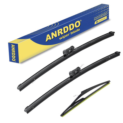 ANRDDO front packaging showing full 3-piece wiper set and fitment benefits