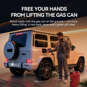 ANSE X1 Ultra on a garage floor near a car, showing practical home refueling use