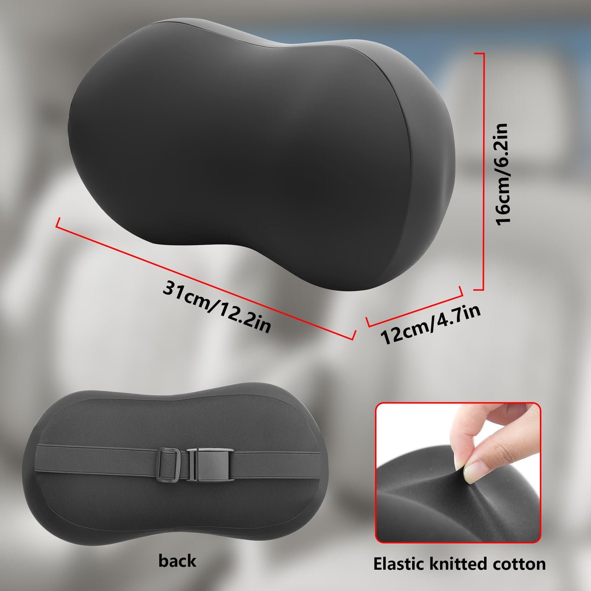 AntDiseno installed on a driver seat demonstrating improved head support while driving