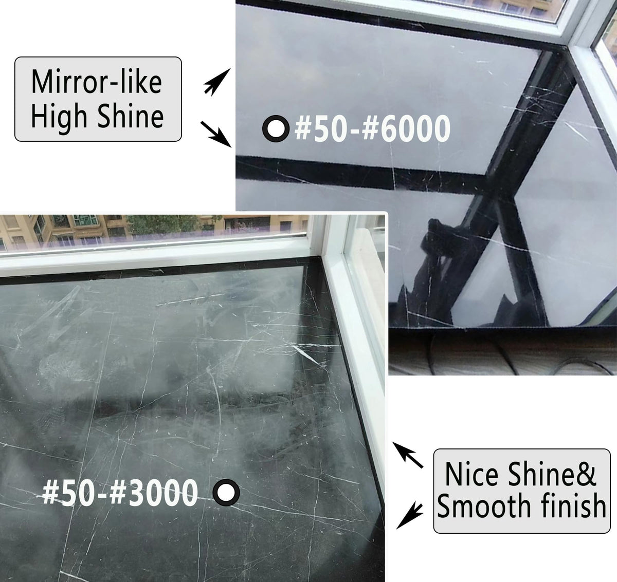 ANTENGDATOOL polishing marble surface in use illustrating refined, glossy finish