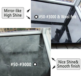 ANTENGDATOOL polishing kit used on granite countertop showing controlled polishing result