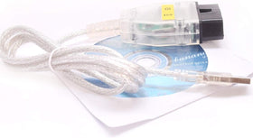 AntiBreak BMW INPA OBD2 plug inserted in port to access BMW module data