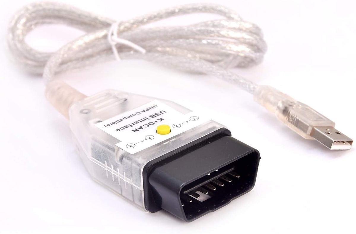AntiBreak BMW INPA USB end connected to laptop for software communication