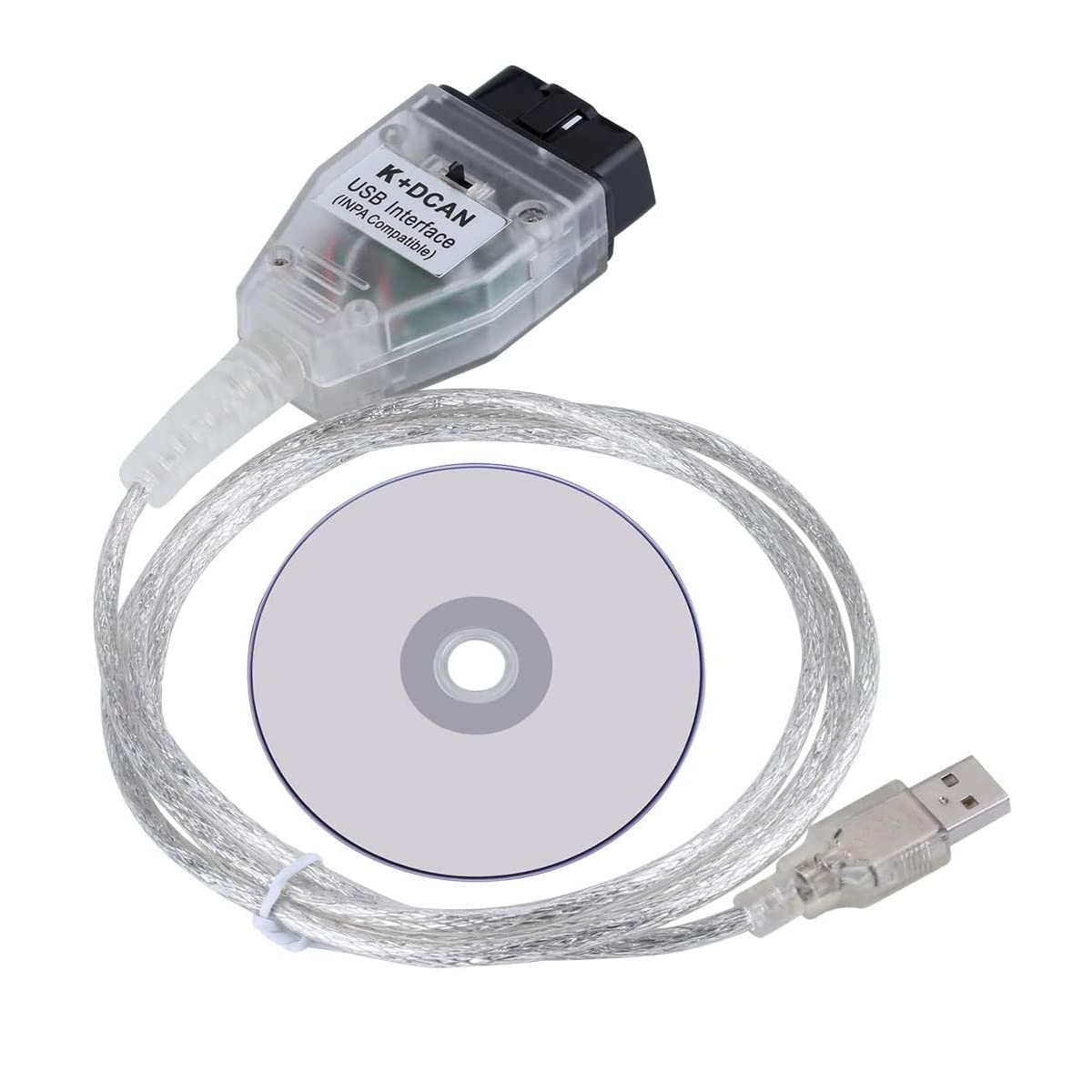 AntiBreak front view of USB OBD2 adapter showing robust housing and switch for reliable diagnostics