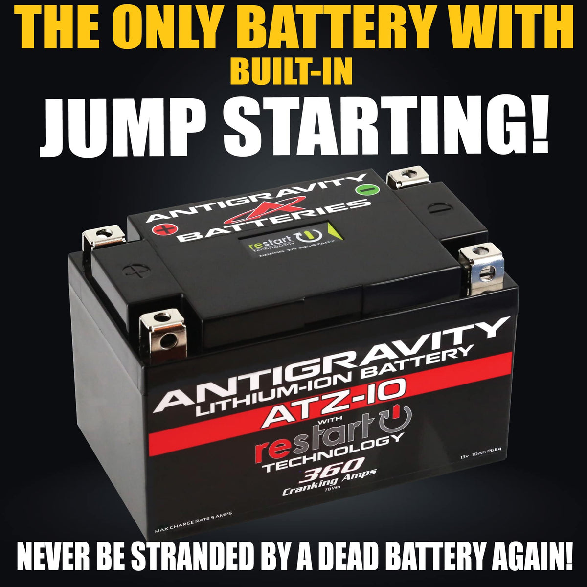Anti-Gravity AG-ATZ-10-RS top showing RE-START button for quick roadside recovery
