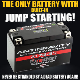 Antigravity AT7B RE-START button closeup illustrating built-in jump-start convenience