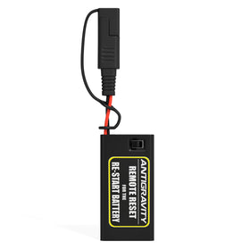 Antigravity Batteries remote plugged into motorcycle harness enabling restart without disassembly