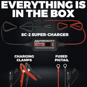 Antigravity Super-Charger in garage lifestyle shot showing practical use across vehicles