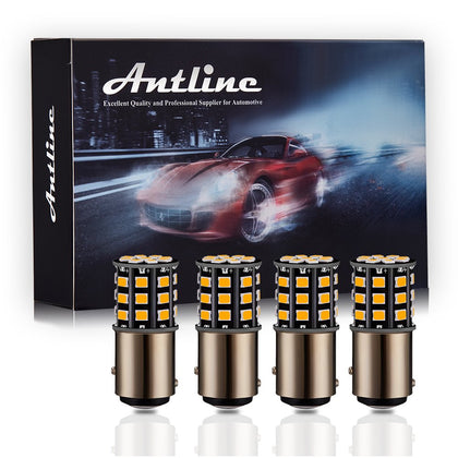 Antline 1157 front view amber bulb showing bright lens and fitment benefit