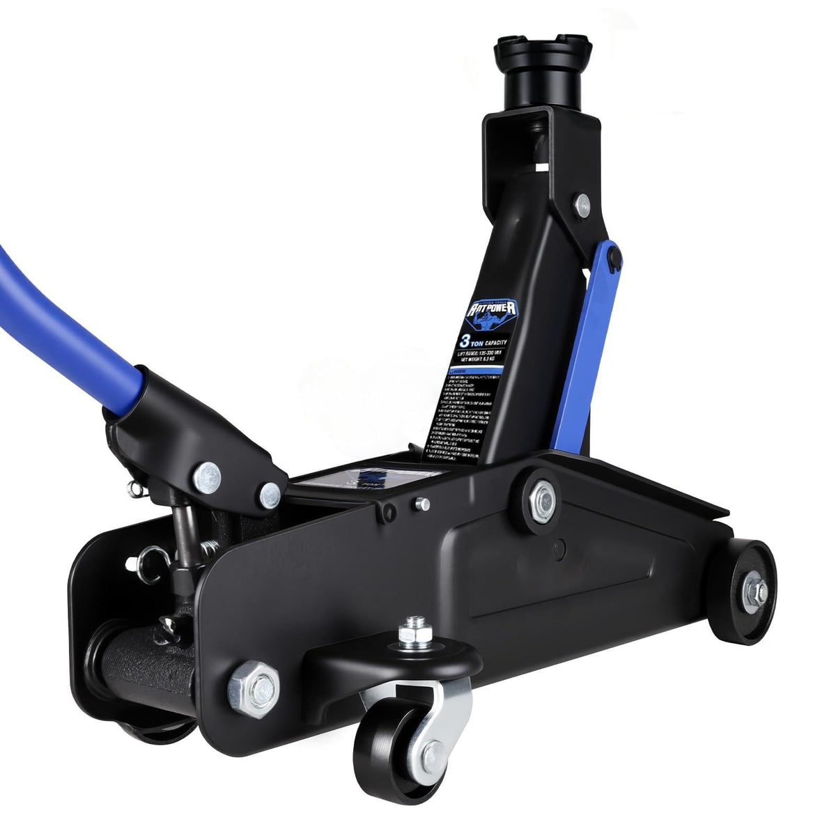 ANTPOWER front view of floor jack showing solid base and saddle for secure lifting