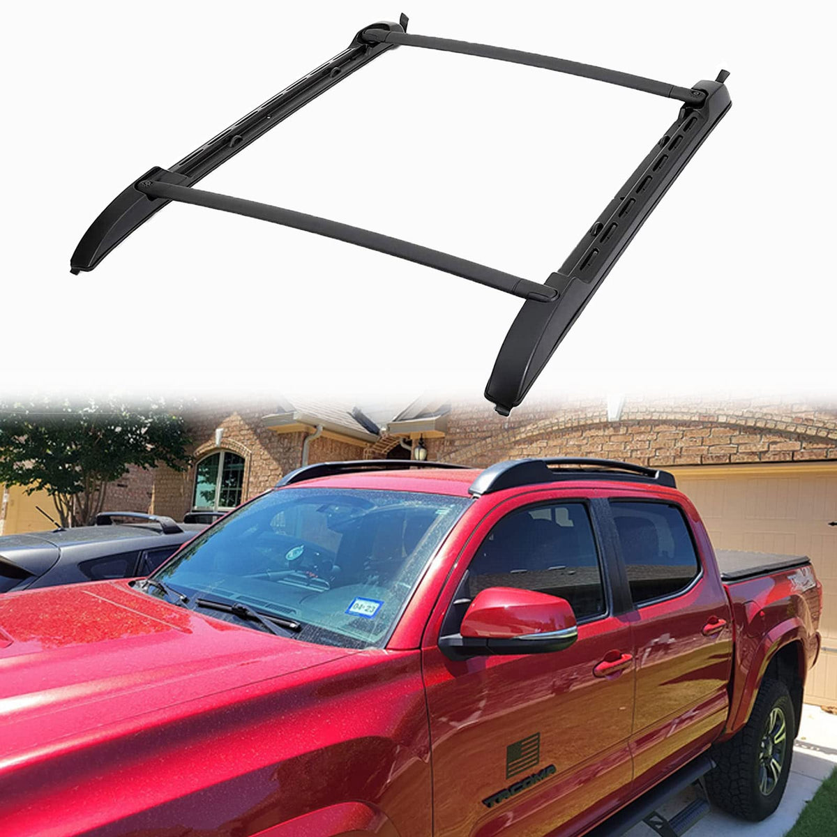 ANTS PART front view of roof rack cross bars showing fit and clean profile benefits