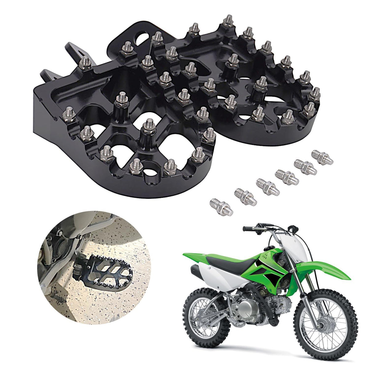 AnXin front view of footpegs showing fitment and increased stability