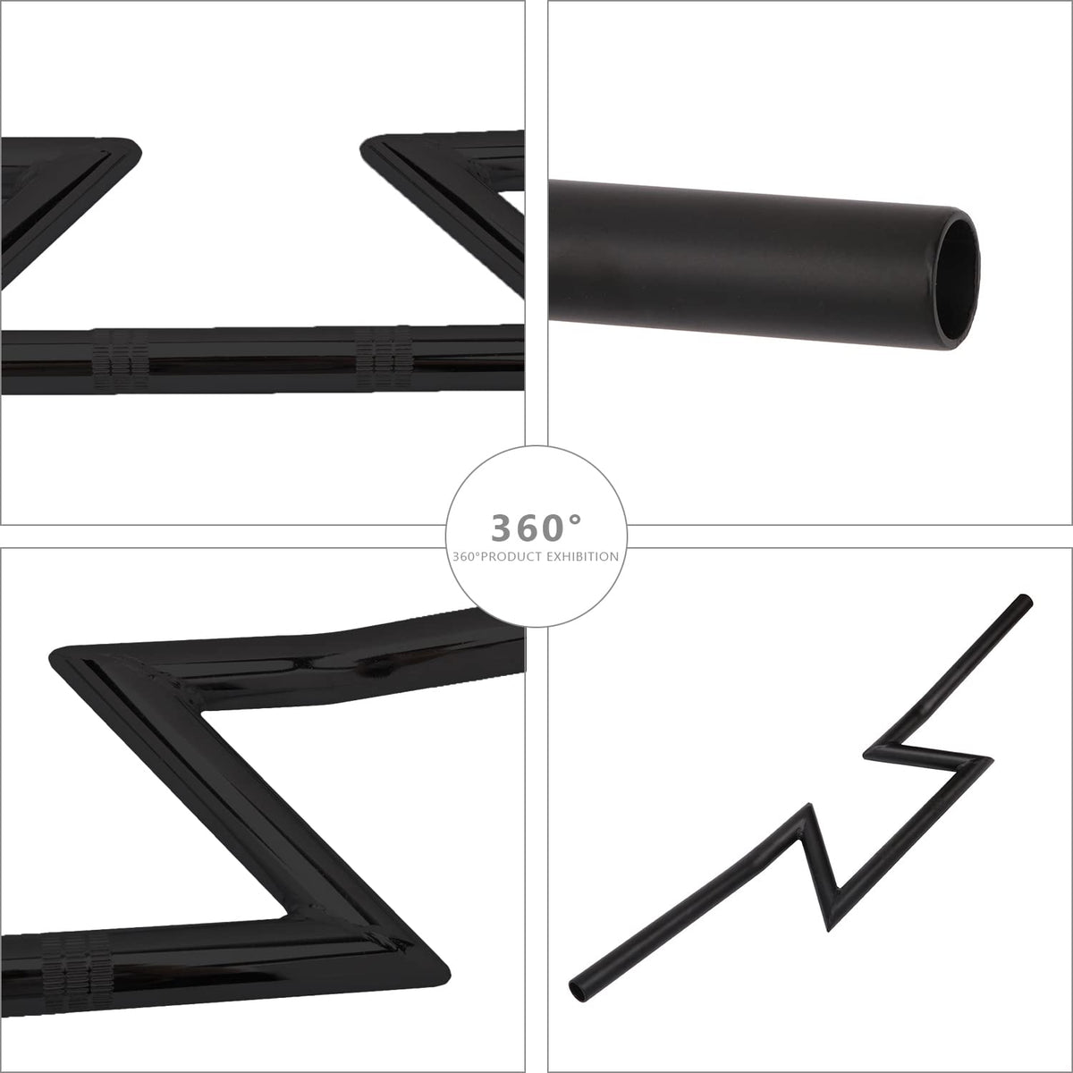 AnXin black finish Z handlebar side view for durable styling benefit