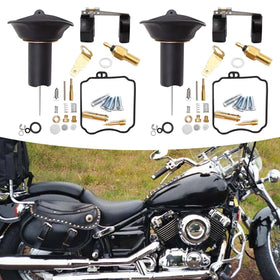 Anxingo two rebuild kits side by side to service both V‑Star 650 carburetors for matched performance