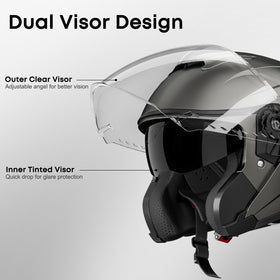 ANYPASS retractable tinted sun visor retracted demonstrating instant glare control