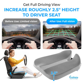 anzhixiu cushion installed in car with driver demonstrating improved sightlines