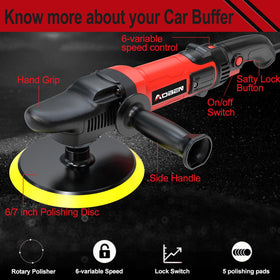 AOBEN polisher with detachable side handle for improved grip and safer control