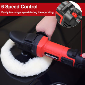 AOBEN polisher held in hand to show scale and ergonomic handling advantage