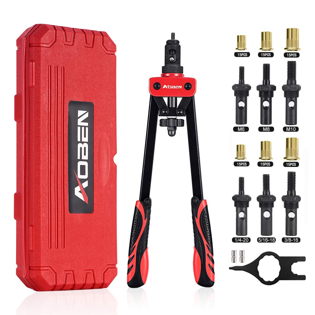 AOBEN rivet nut tool front view showing compact design and portability benefit