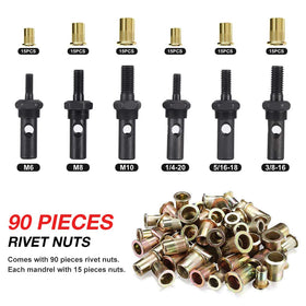 AOBEN mandrels and 90 rivet nuts arrayed for immediate job readiness
