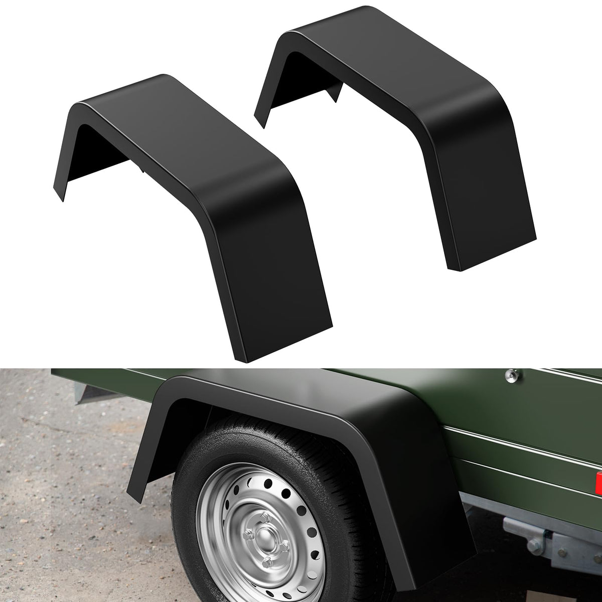 Aoile front view of fender showing shape and fit for 14–16 inch tires
