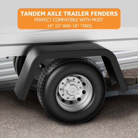 Aoile fender mounted on tandem axle trailer showing wheel protection