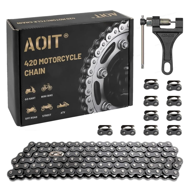 AOIT 420 chain full-length front view showing robust alloy construction and durability