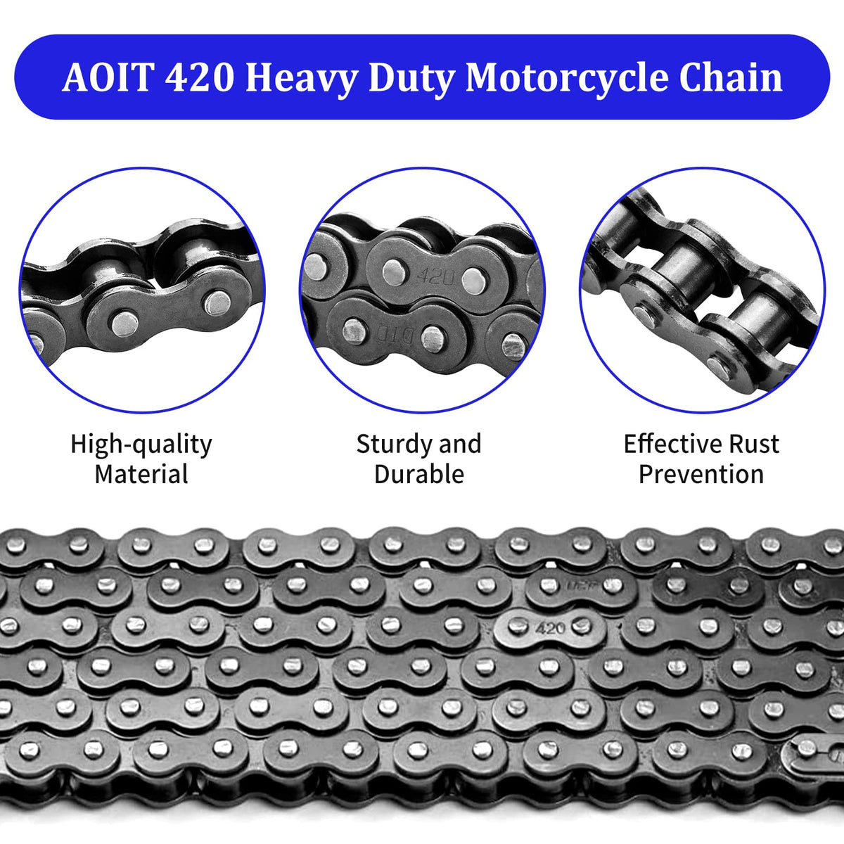 AOIT chain installed on a mini bike drivetrain demonstrating correct fit and performance