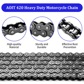 AOIT chain installed on a mini bike drivetrain demonstrating correct fit and performance