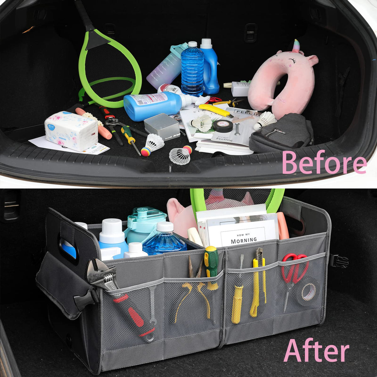 AOKJOY folded organizer buckled closed for compact storage and easy portability