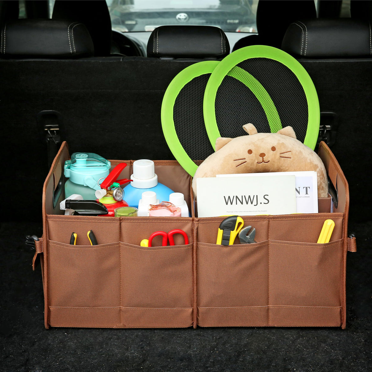 AOKJOY folded compact trunk organizer secured with buckle for space-saving storage
