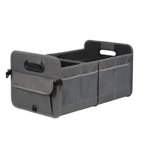 AOKJOY front view of trunk organizer showing compartments and durable build for tidy storage