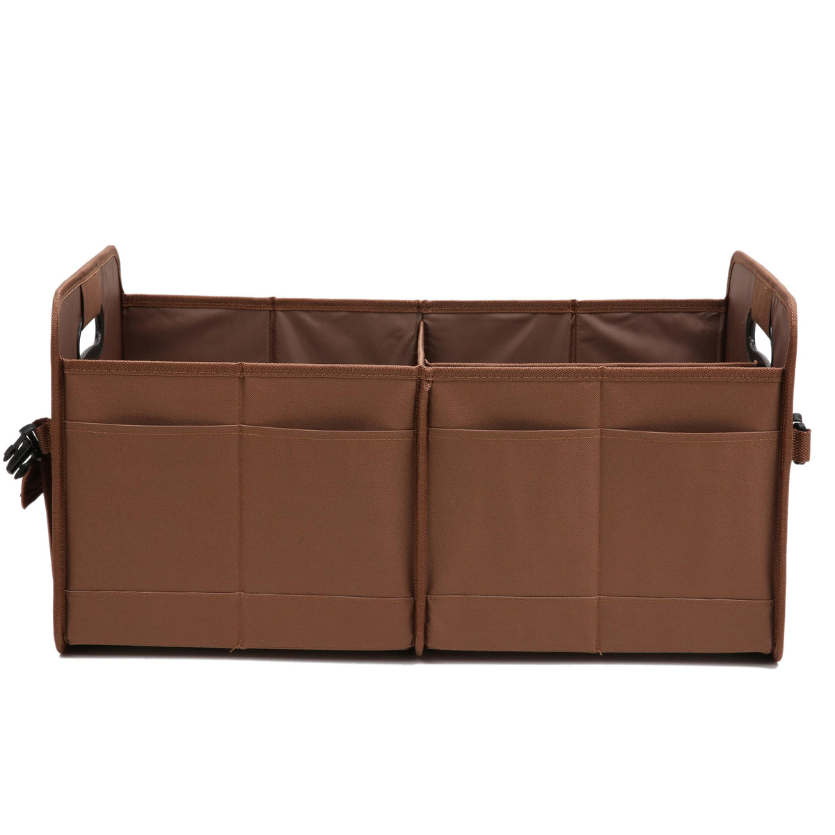 AOKJOY size comparison with measuring tape illustrating organizer capacity and trunk fit