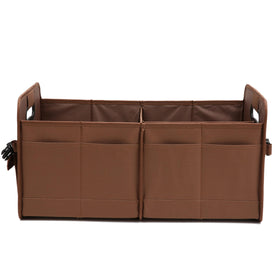AOKJOY size comparison with measuring tape illustrating organizer capacity and trunk fit