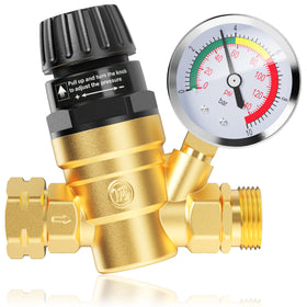 AOLINK front view of regulator showing compact brass body and gauge for reliable protection