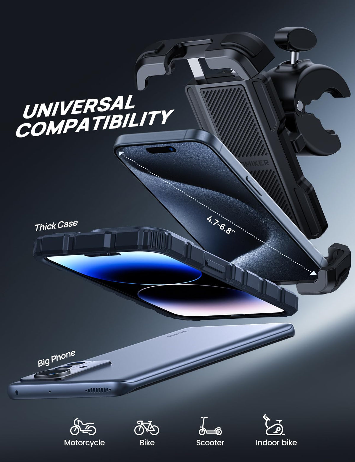 Aomiker one‑handed phone insertion demonstrating fast snap‑in convenience