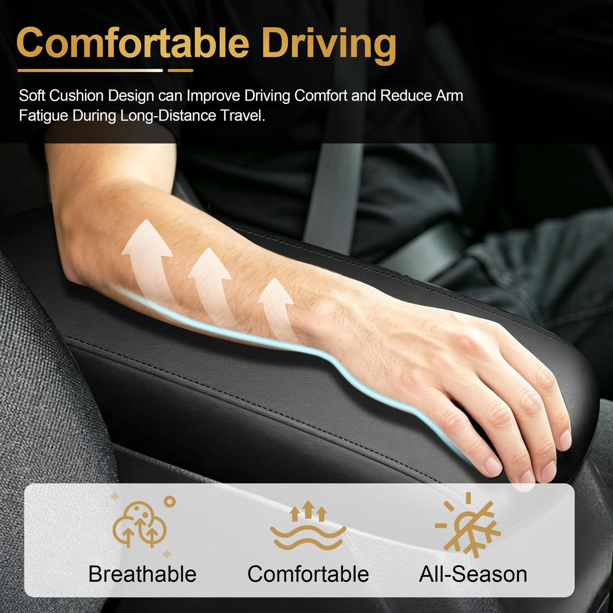 AOMSAZTO open-armrest detail demonstrating snug fit and spill protection