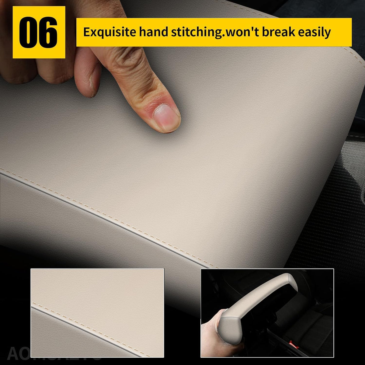AOMSAZTO care label and wipe-clean demo showing simple maintenance steps