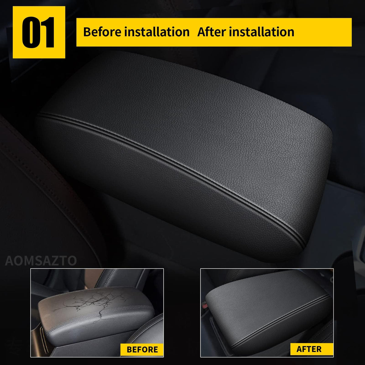 AOMSAZTO close-up of black stitching highlighting durable seam and appearance