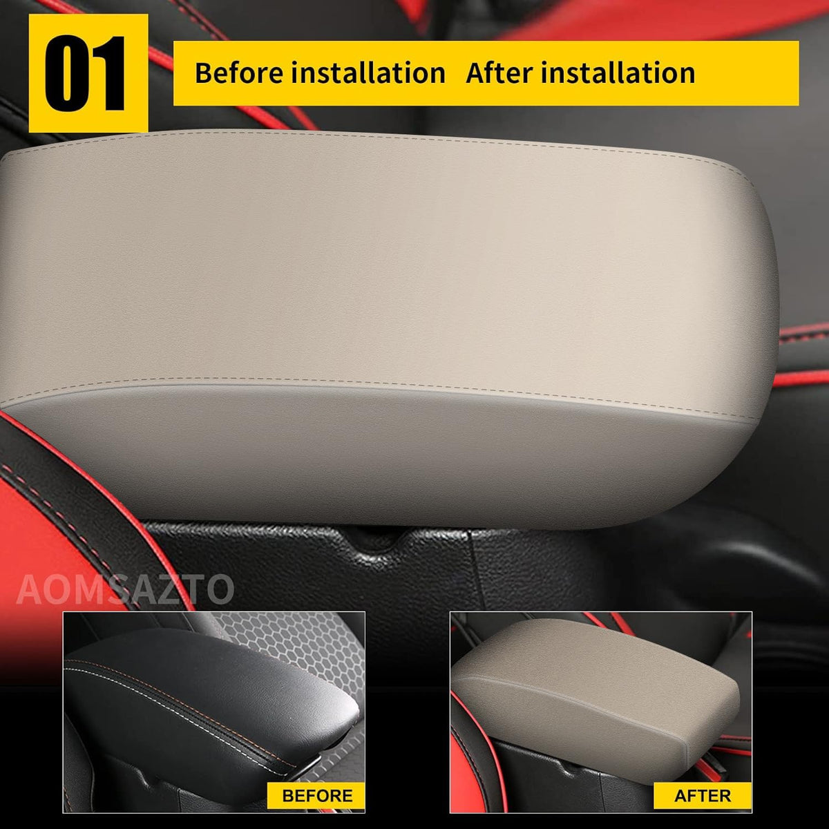 AOMSAZTO close-up of faux-leather texture showing breathable, wipeable finish
