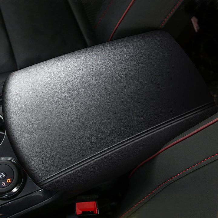 AOMSAZTO front view of black armrest cover showing neat fit and protection